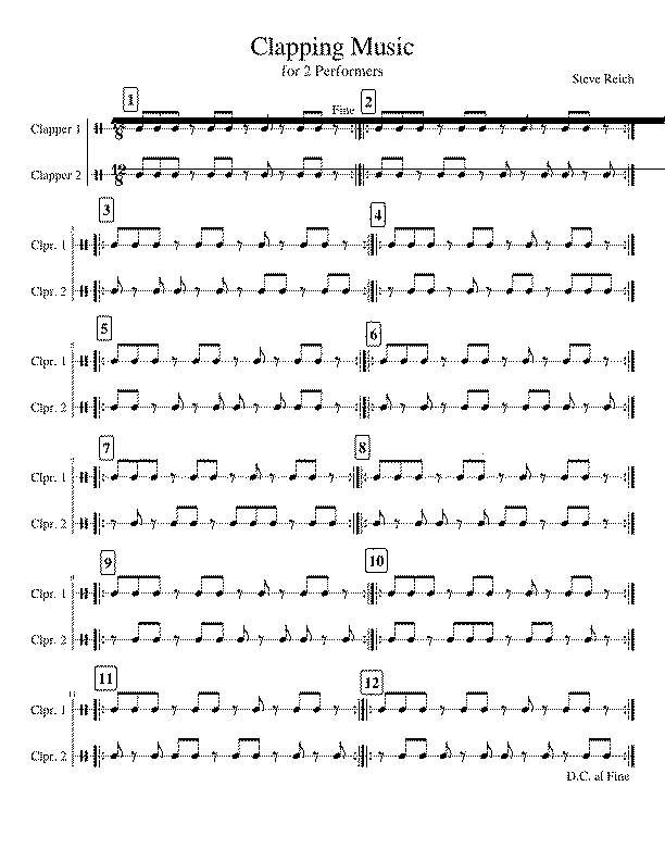Partitura Clapping Music
