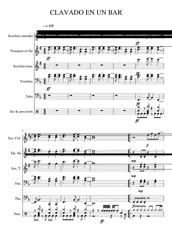 Partitura Clavado en Un Bar