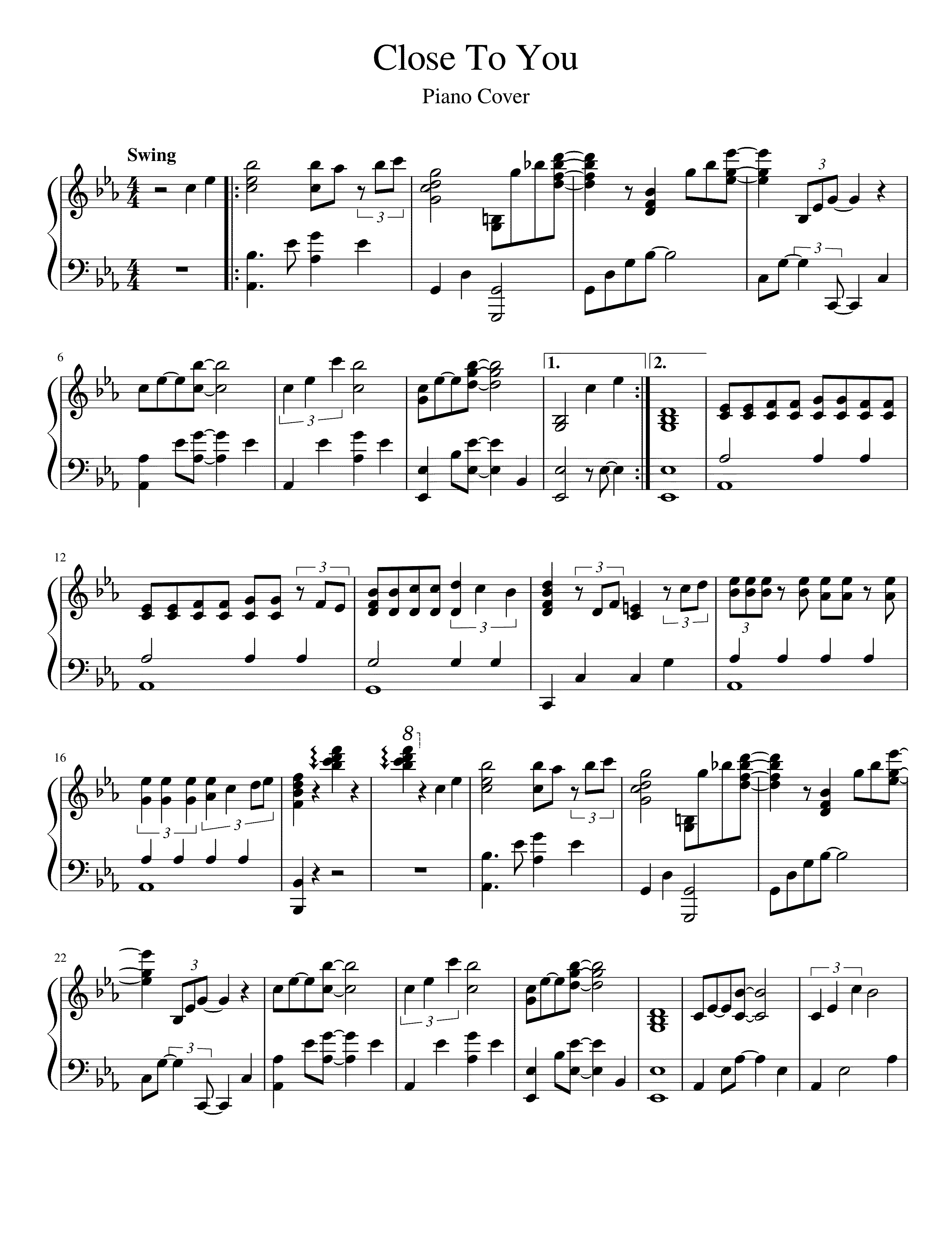 Partitura Close To You
