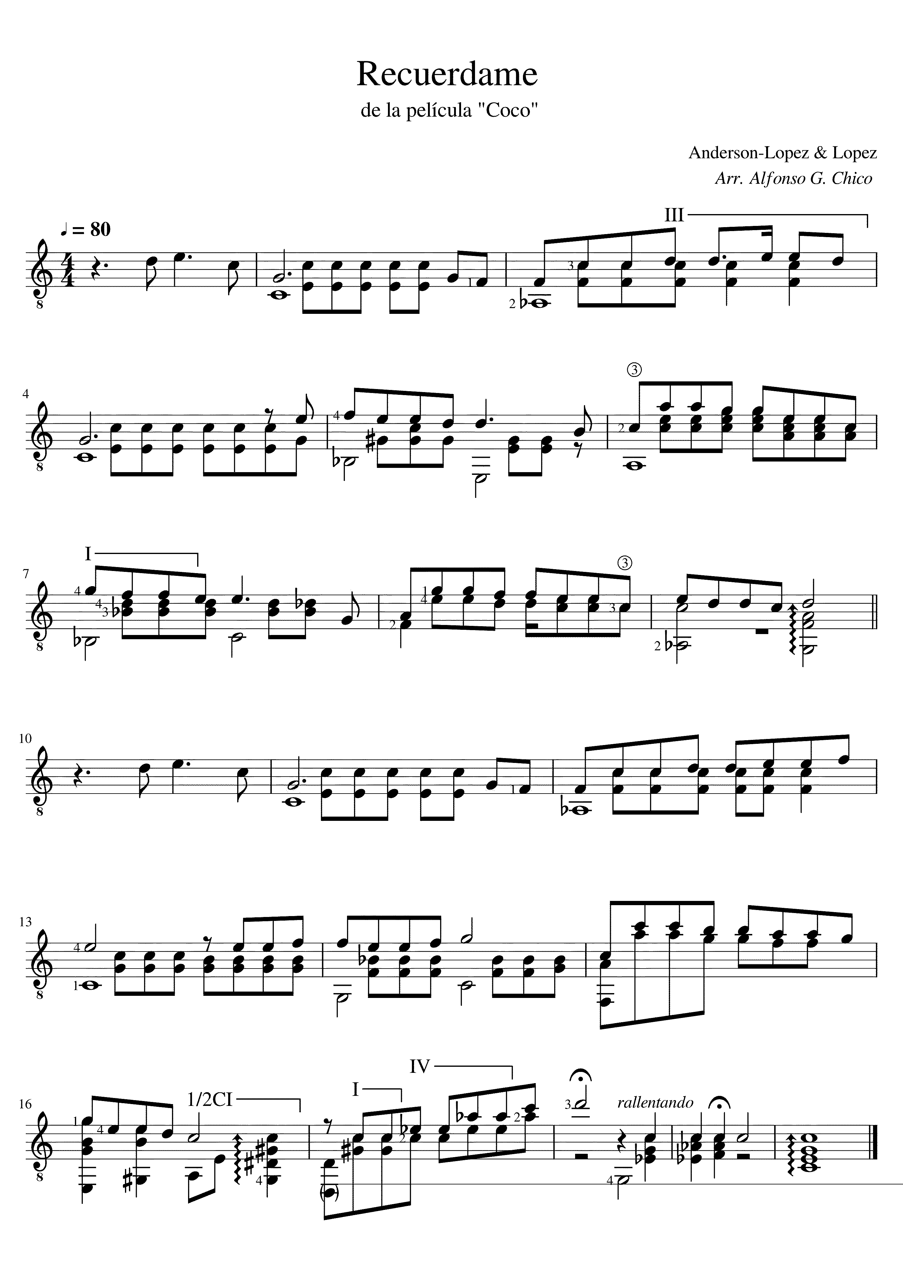 Partitura Coco Pelicula