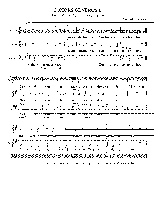 Partitura Cohors Generosa