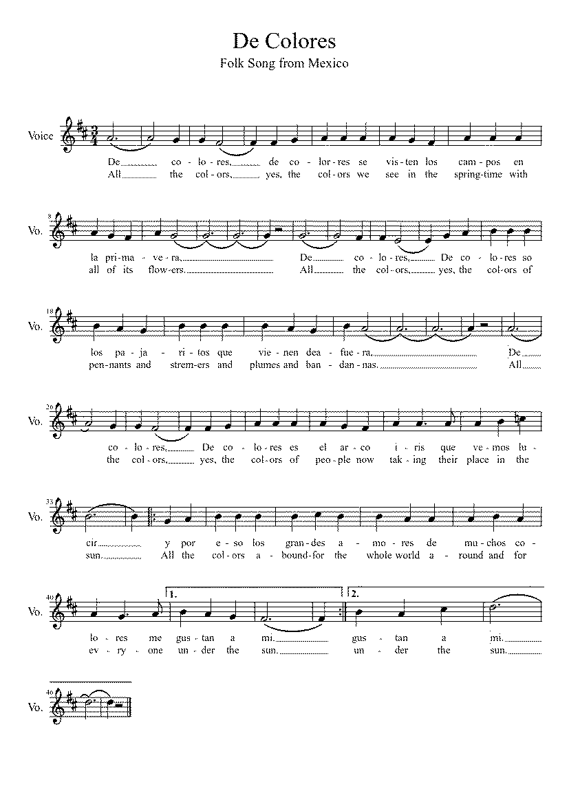 Partitura Colores
