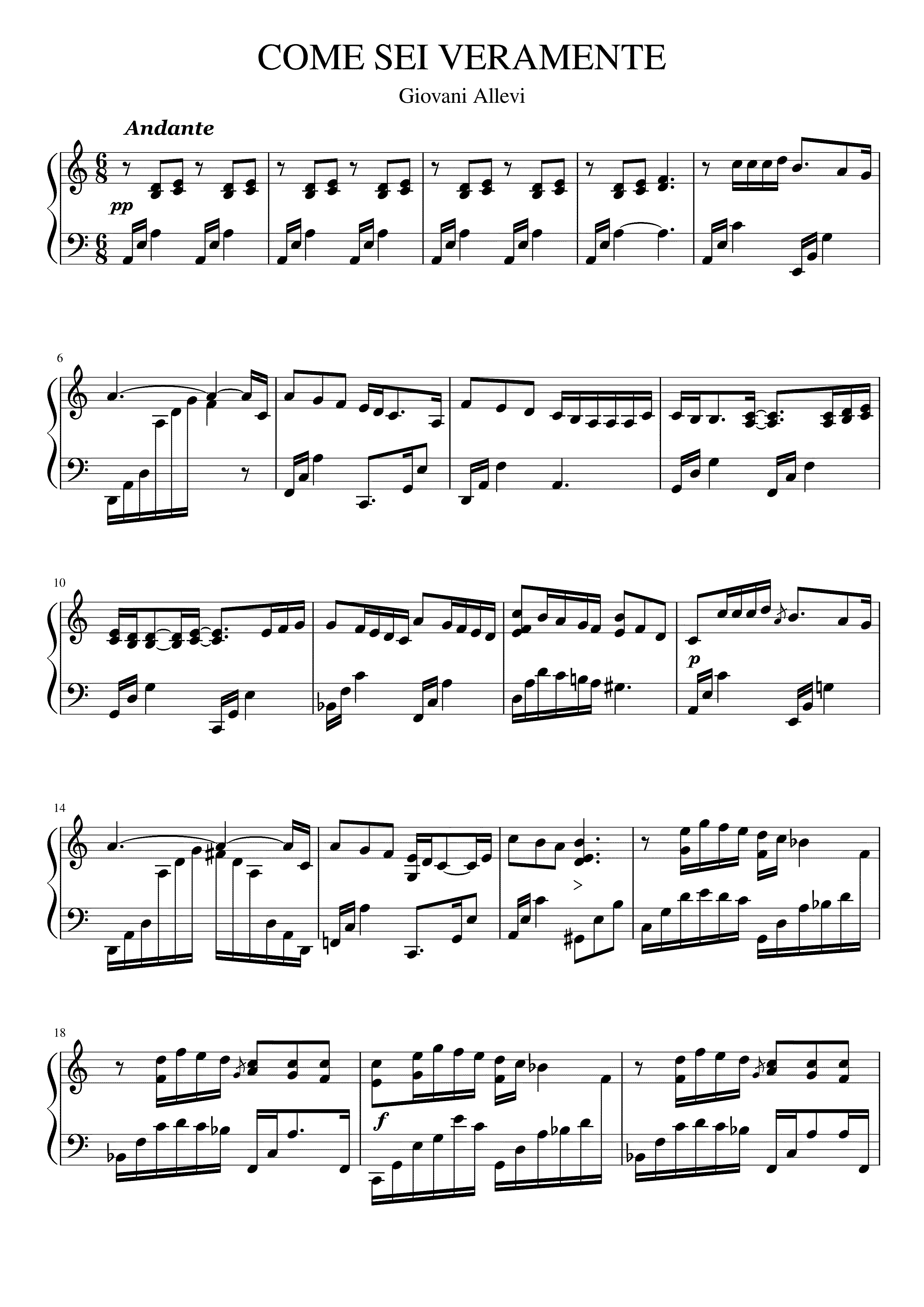 Partitura Come Sei Veramente