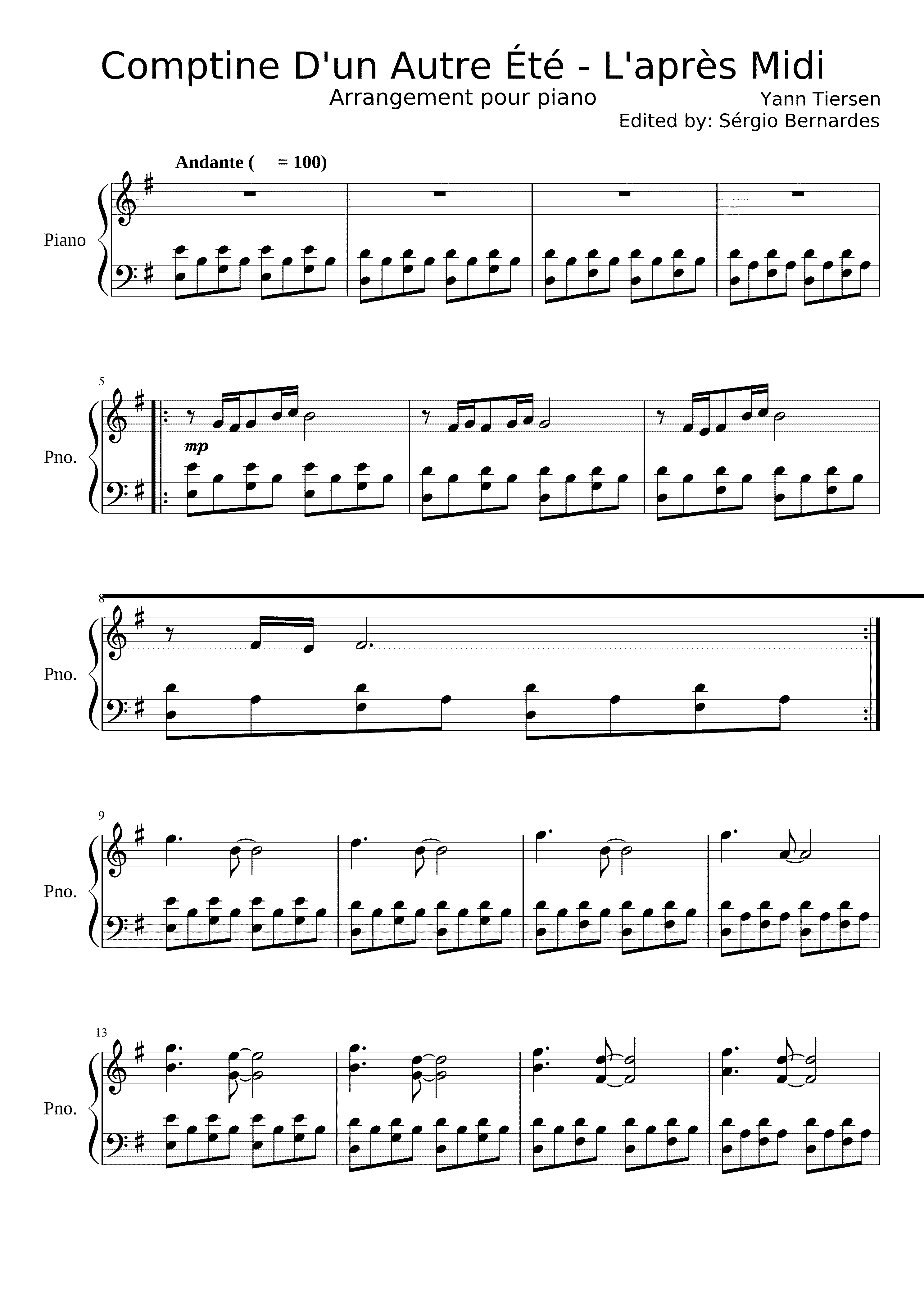 Partitura Comptine