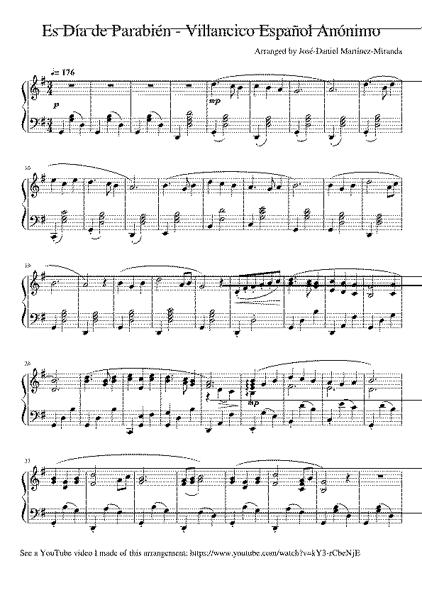 Partitura Con Flores a Maria
