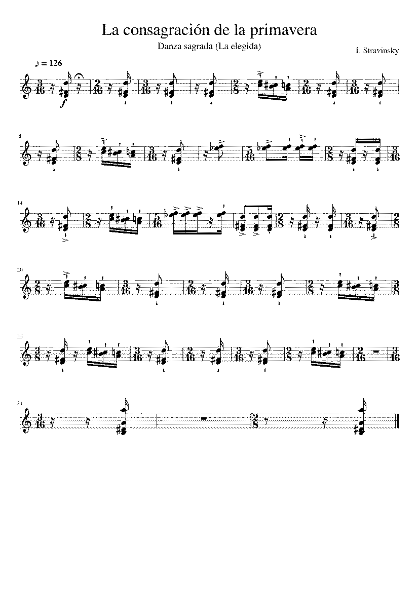 Partitura Consagracion Primavera Stravinsky