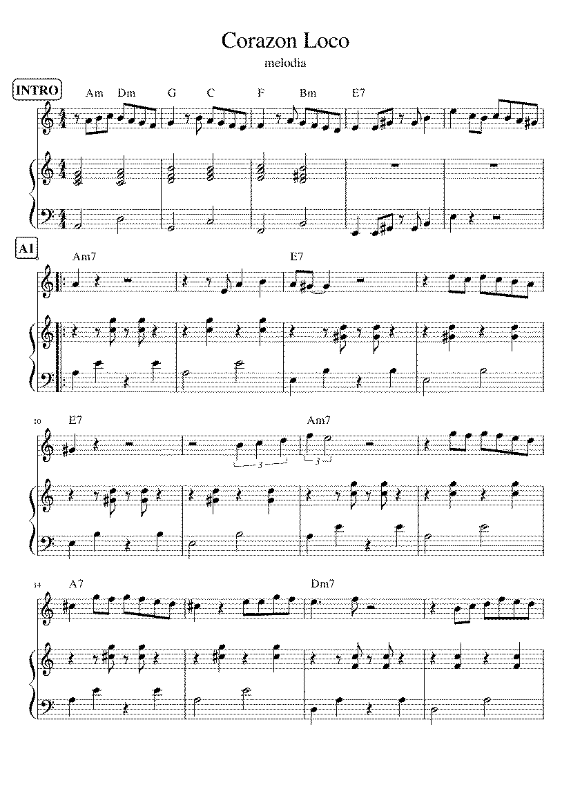 Partitura Corazon Loco