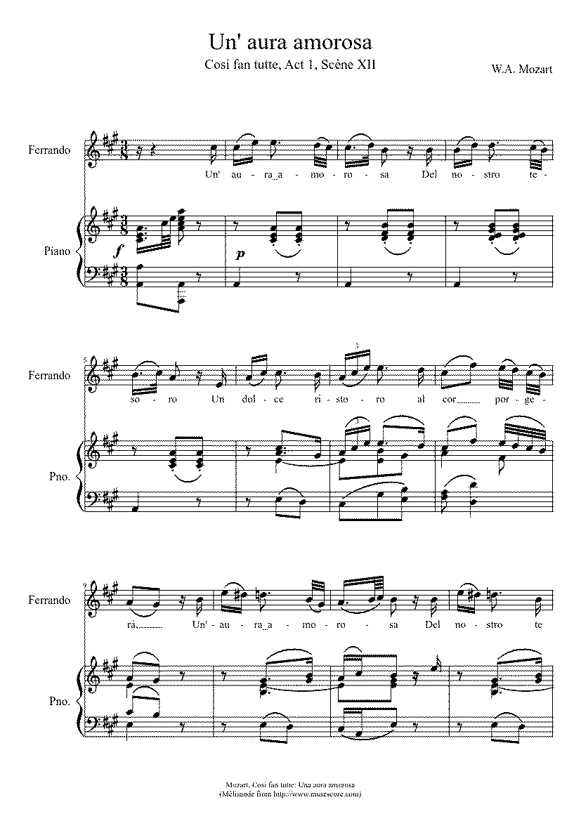 Partitura Cosi Fan Tutte