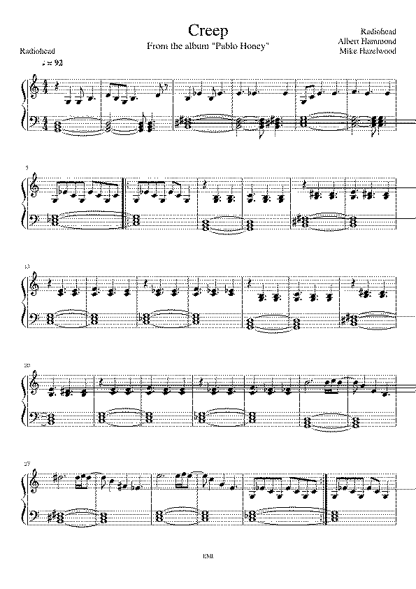 Partitura Creep