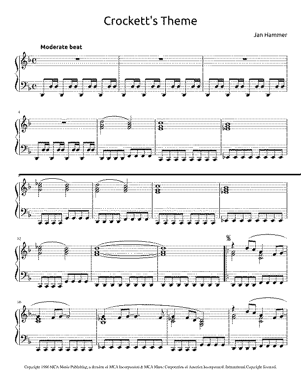 Partitura Crockett Theme