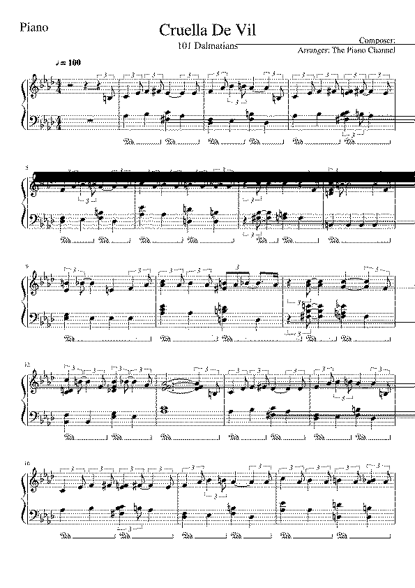 Partitura Cruella de Vil