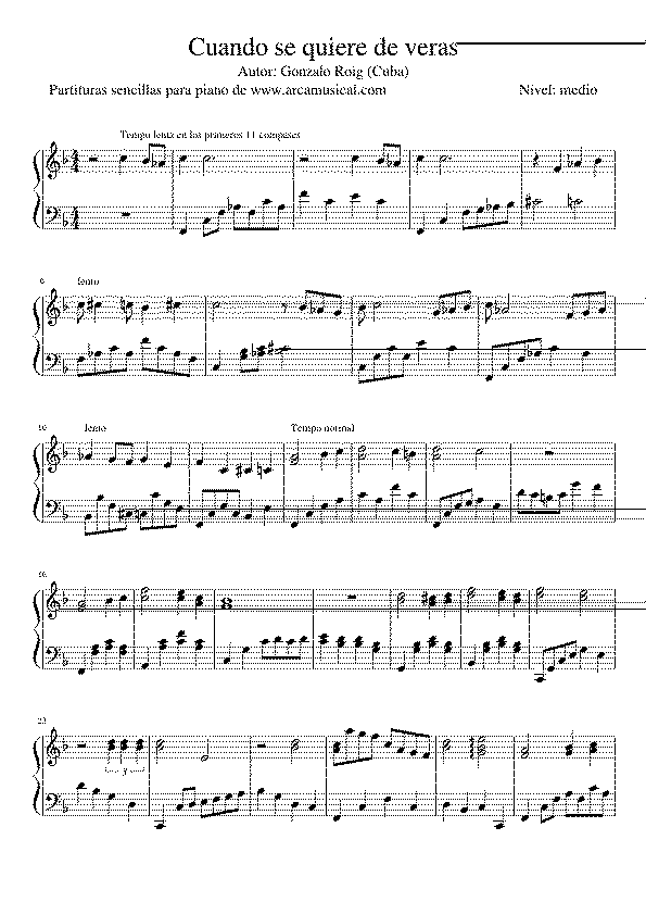 Partitura Cuando Se Quiere de Veras