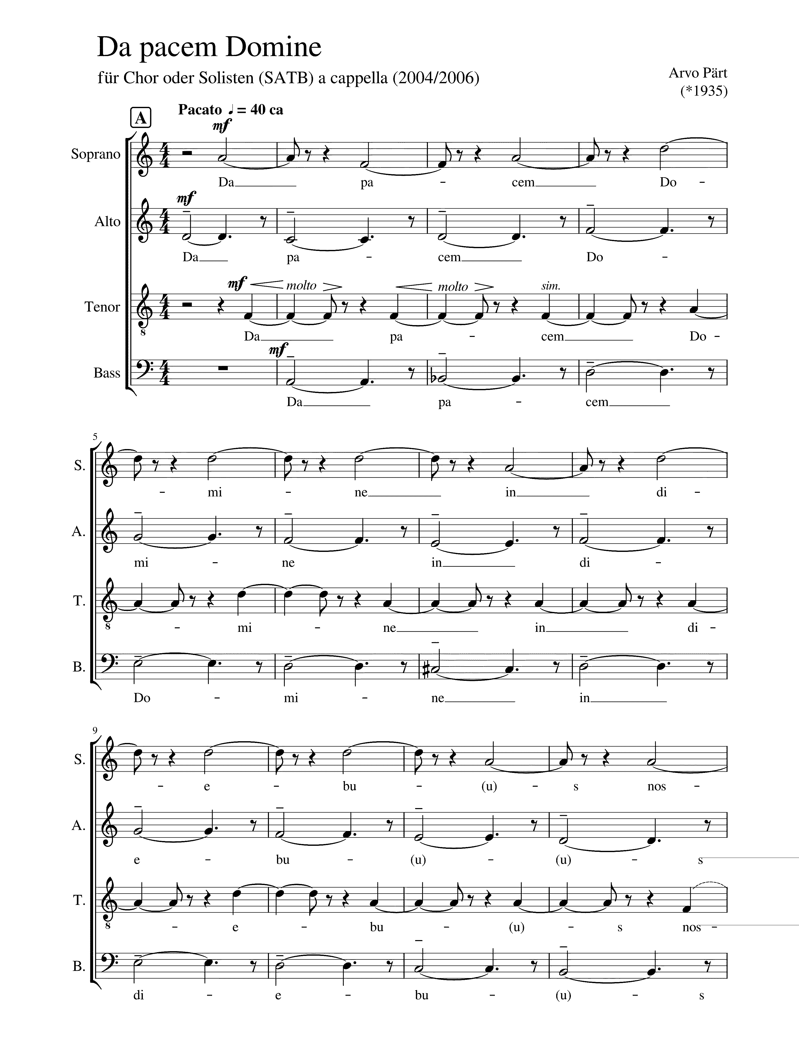 Partitura Da Pacem Domine