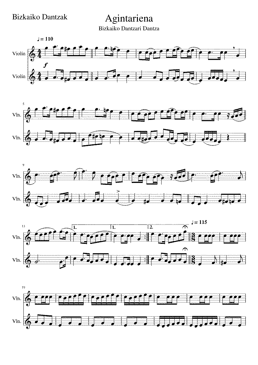 Partitura Dantzari Dantza