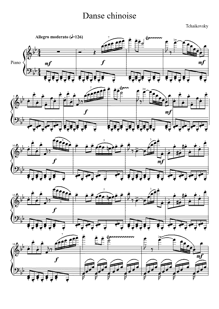 Partitura Danza China Cascanueces
