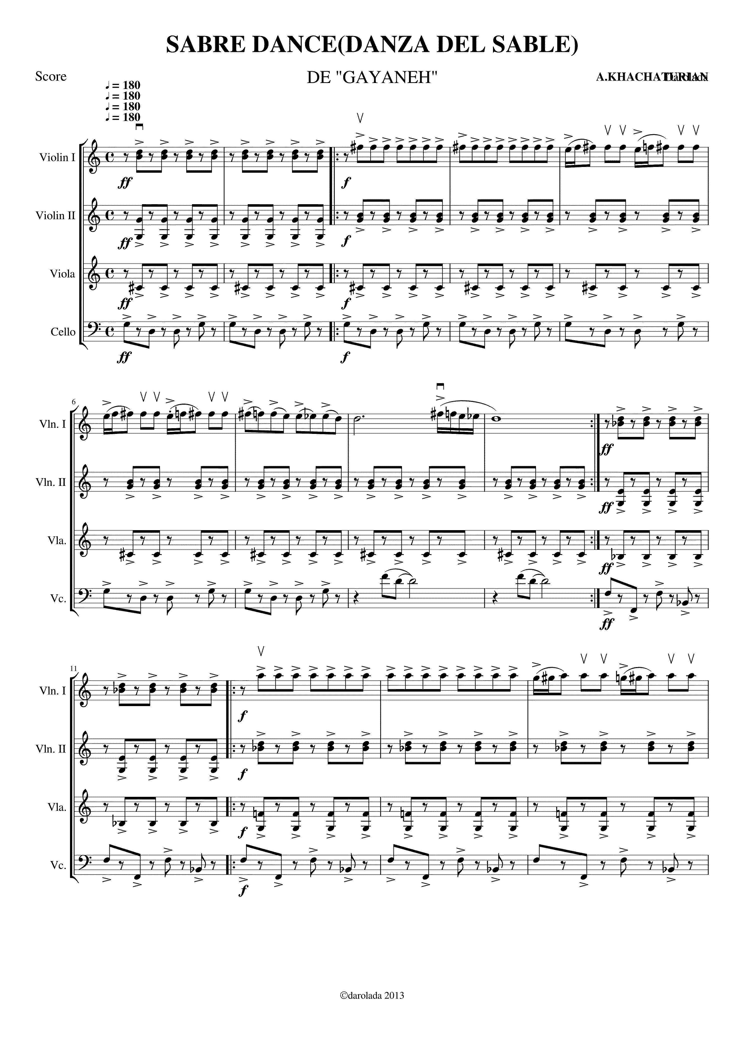 Partitura Danza del Sable