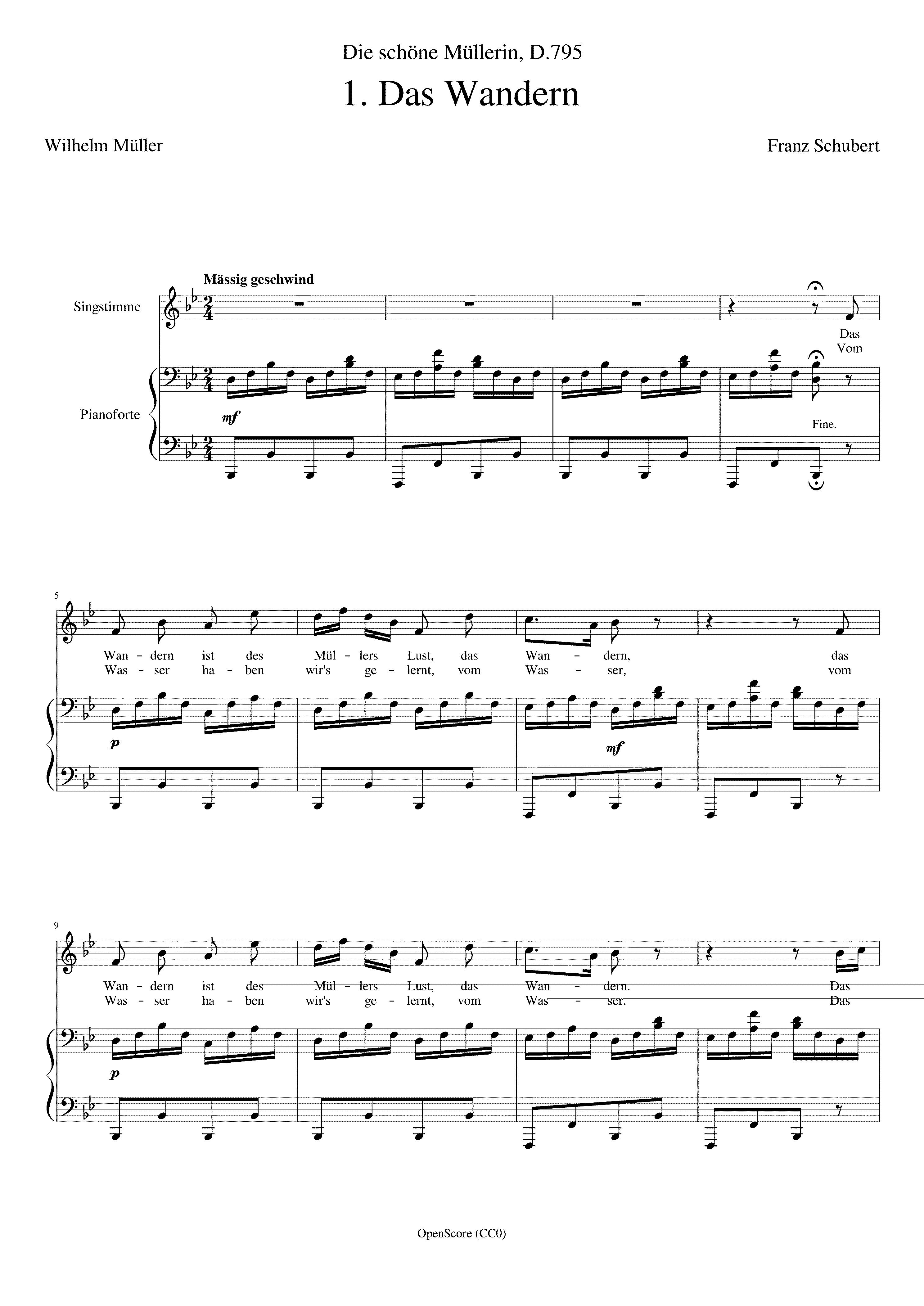 Partitura Das Wandern