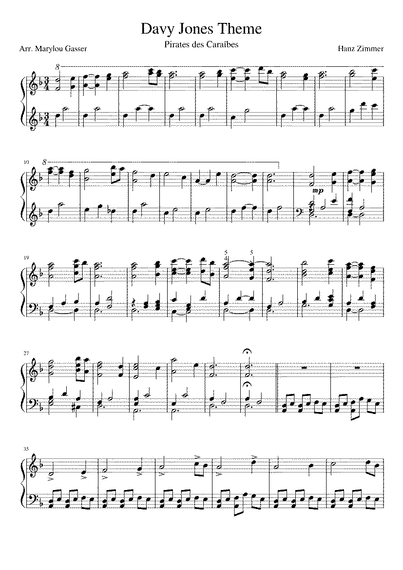 Partitura Davy Jones Theme