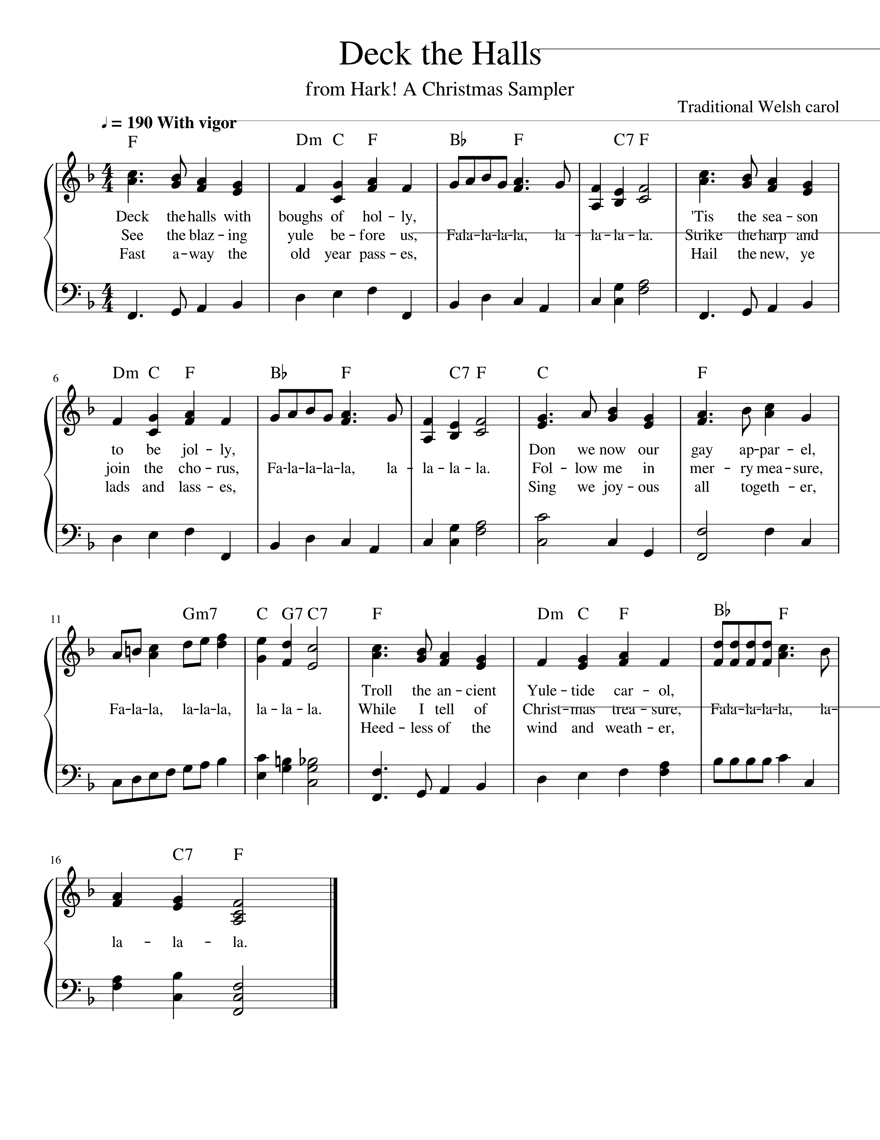 Partitura Deck The Halls