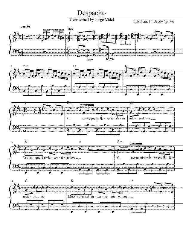 Partitura Despacito