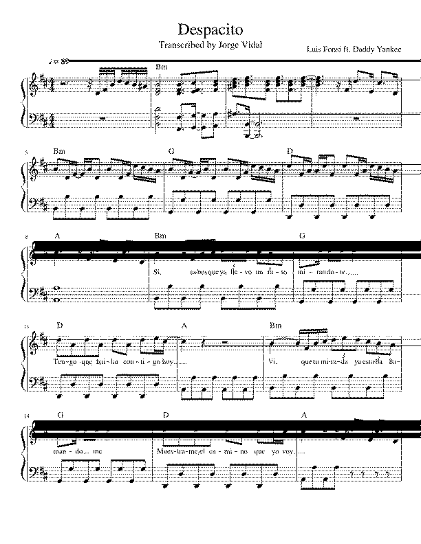 Partitura Despacito Luis Fonsi
