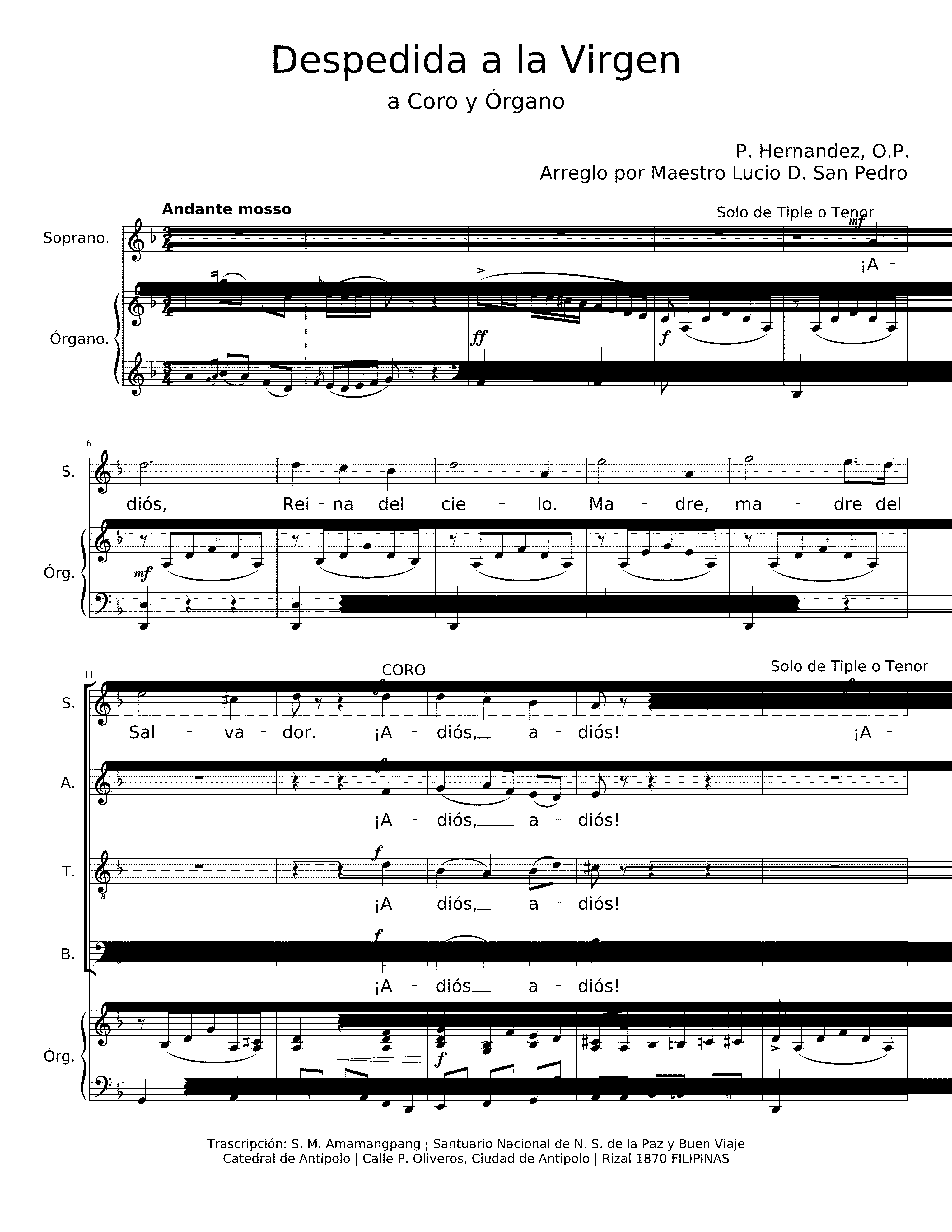 Partitura Despedida
