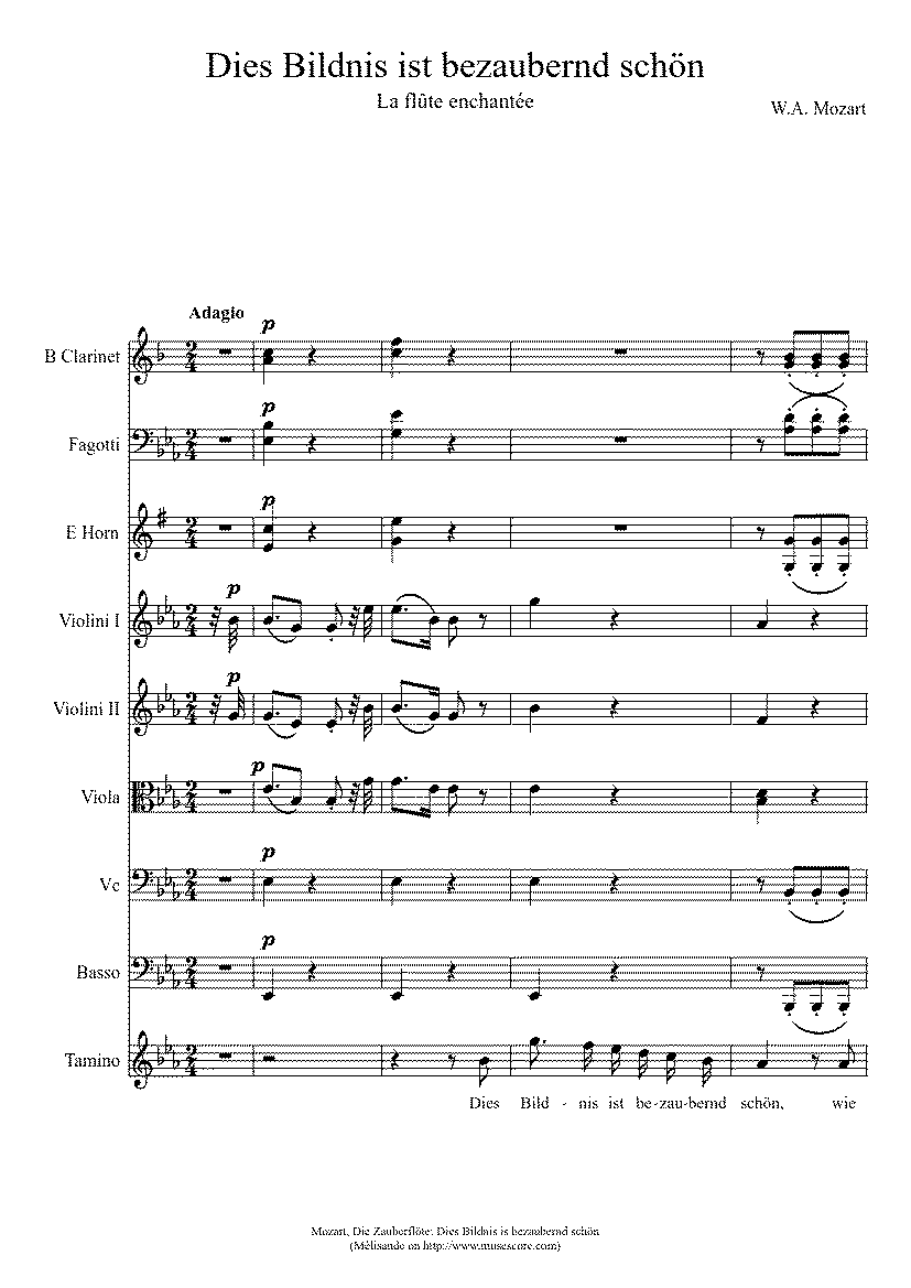 Partitura Dies Bildnis Ist Bezaubernd Schön