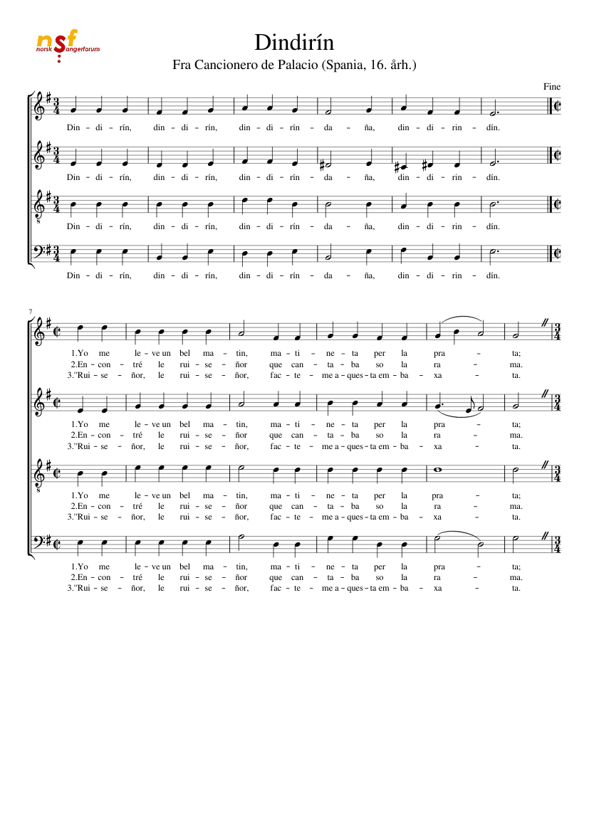 Partitura Dindirindin