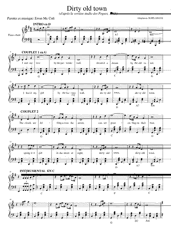 Partitura Dirty Old Town