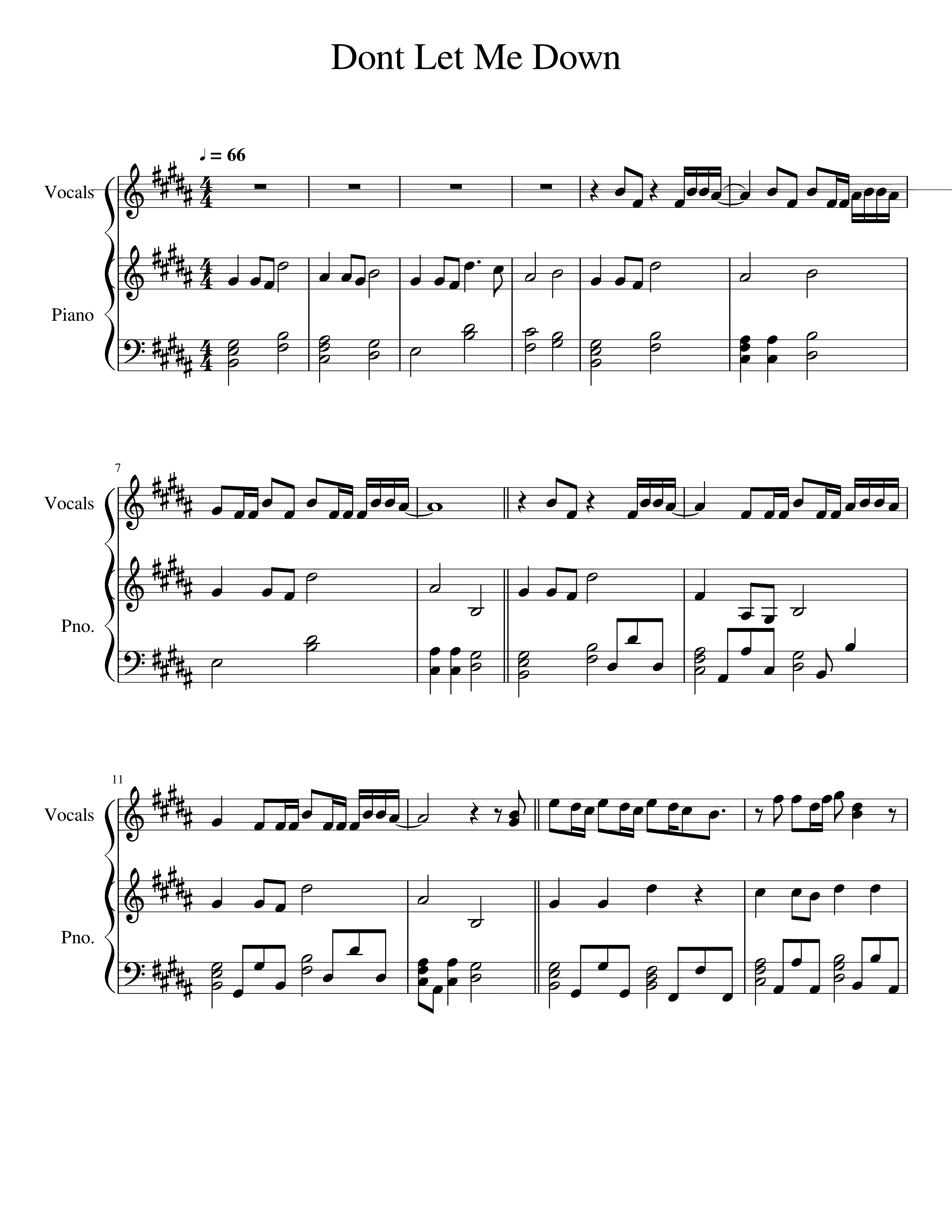 Partitura Don't Let Me Down