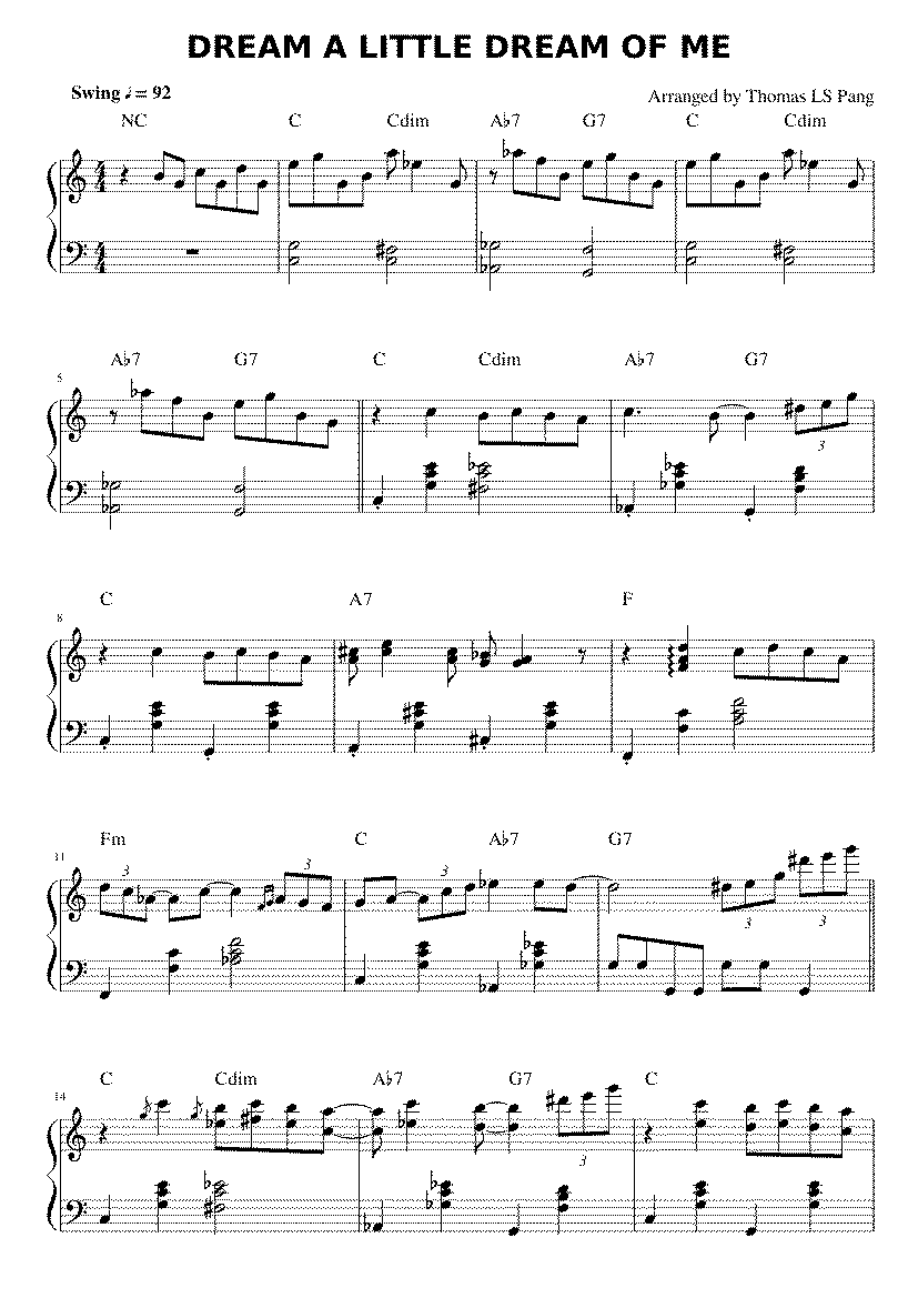 Partitura Dream a Little Dream of Me