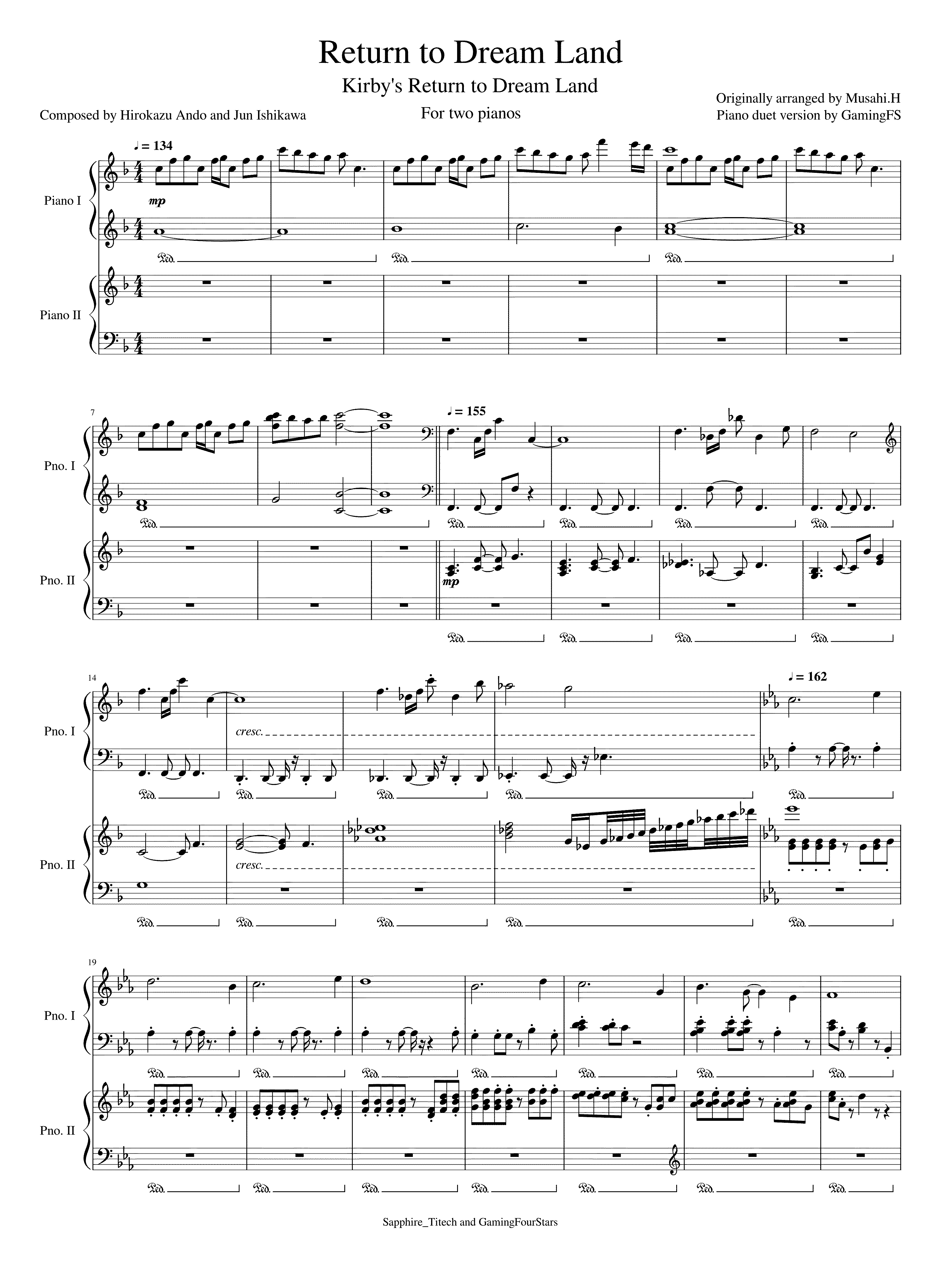 Partitura Dream of The Return