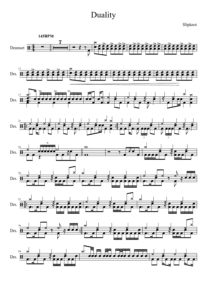 Partitura Duality Slipknot