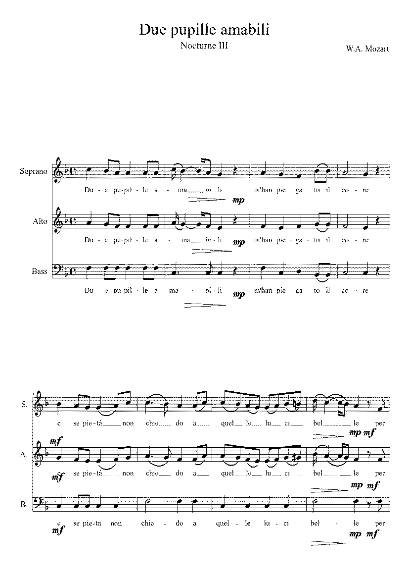 Partitura Due Pupille Amabili