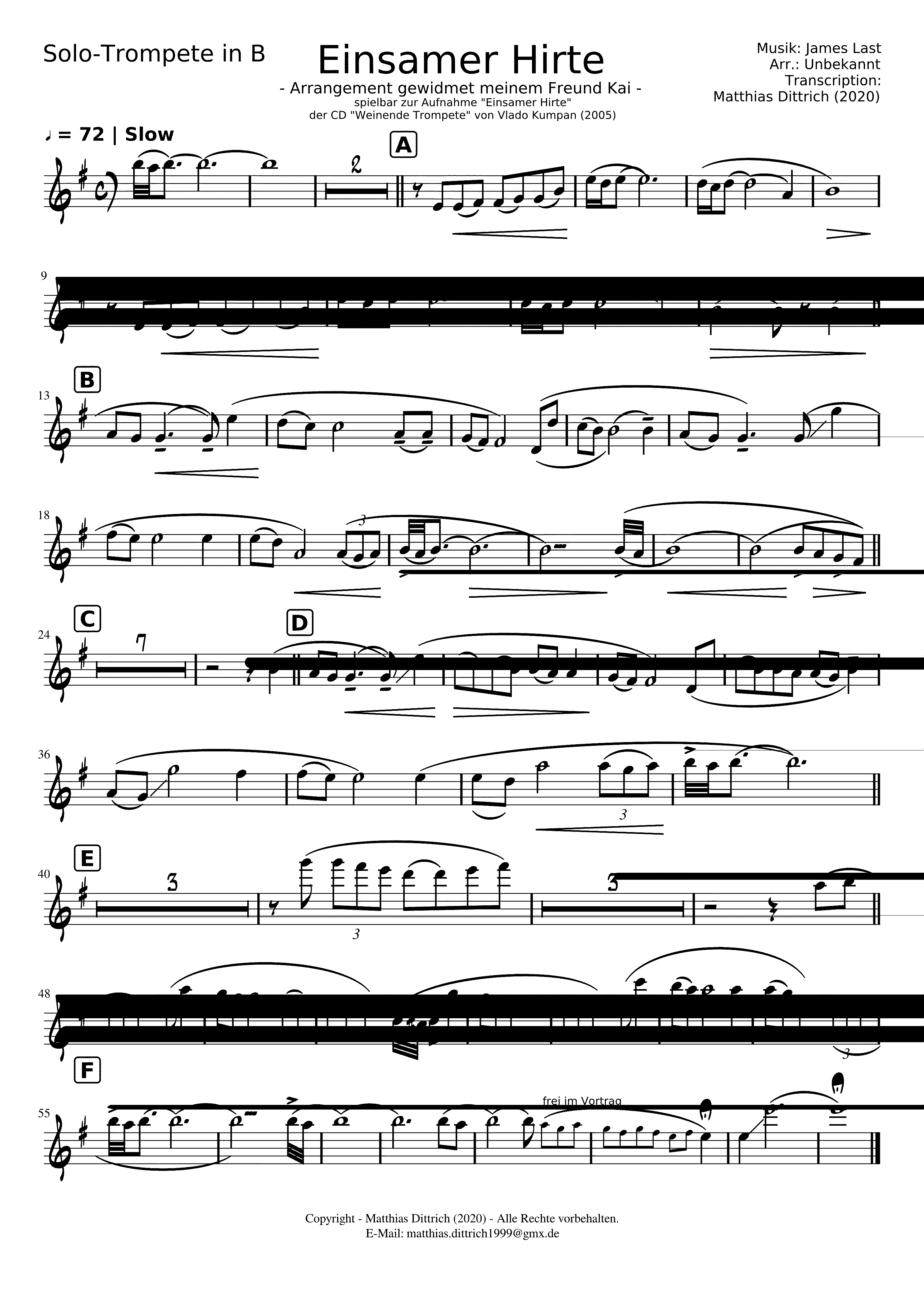 Partitura Einsamer Hirte