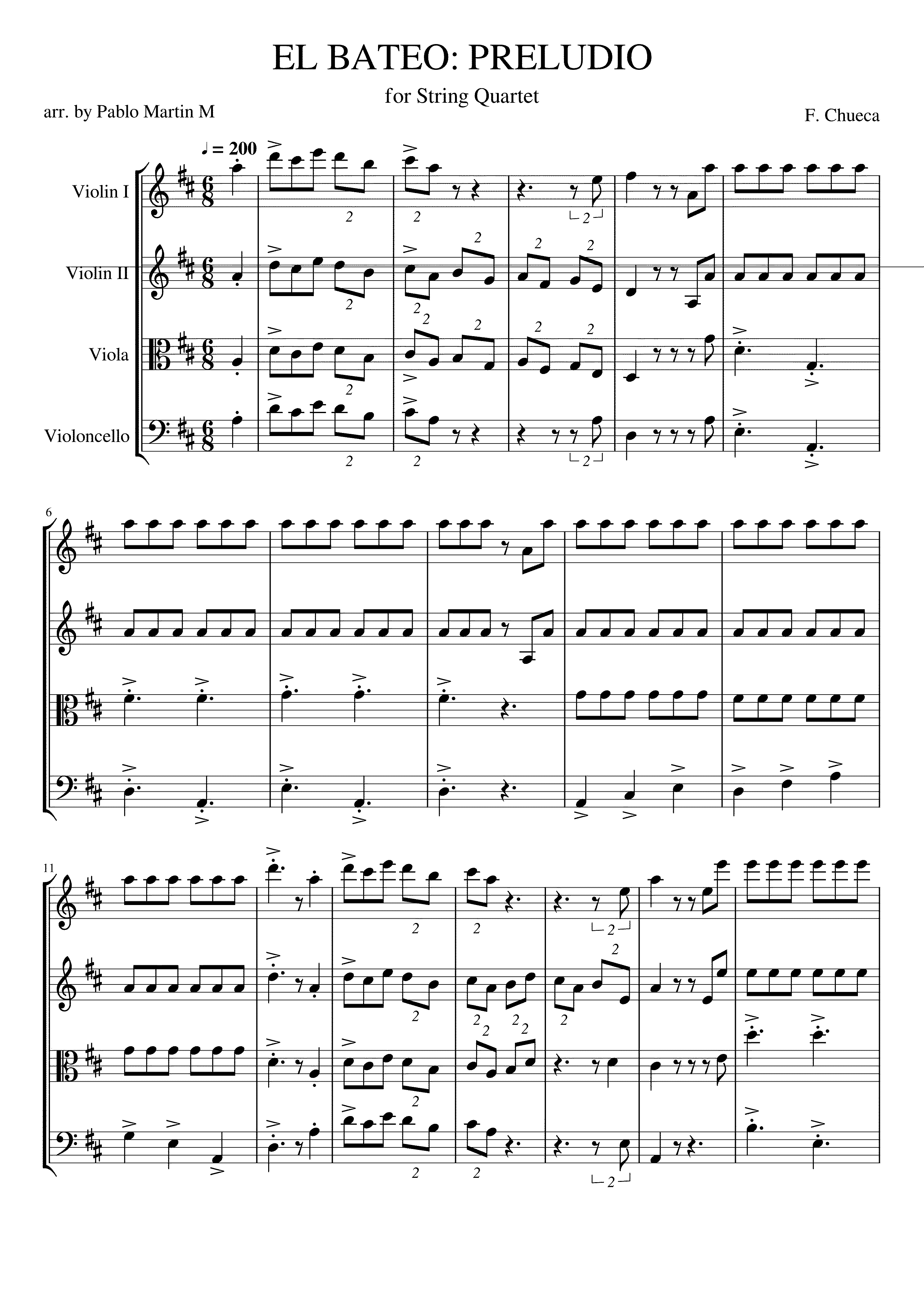 Partitura El Bateo Preludio
