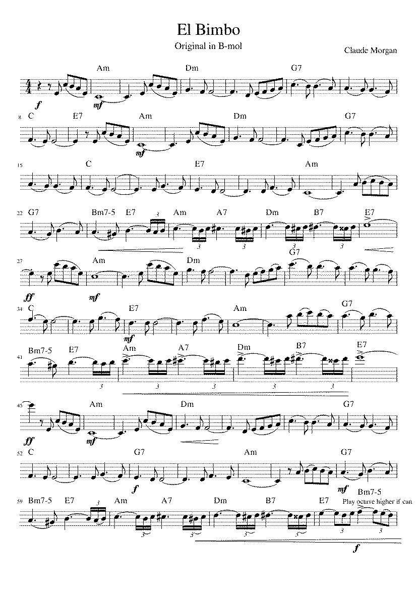 Partitura El Bimbo