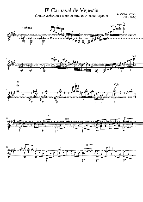 Partitura El Carnaval de Venecia