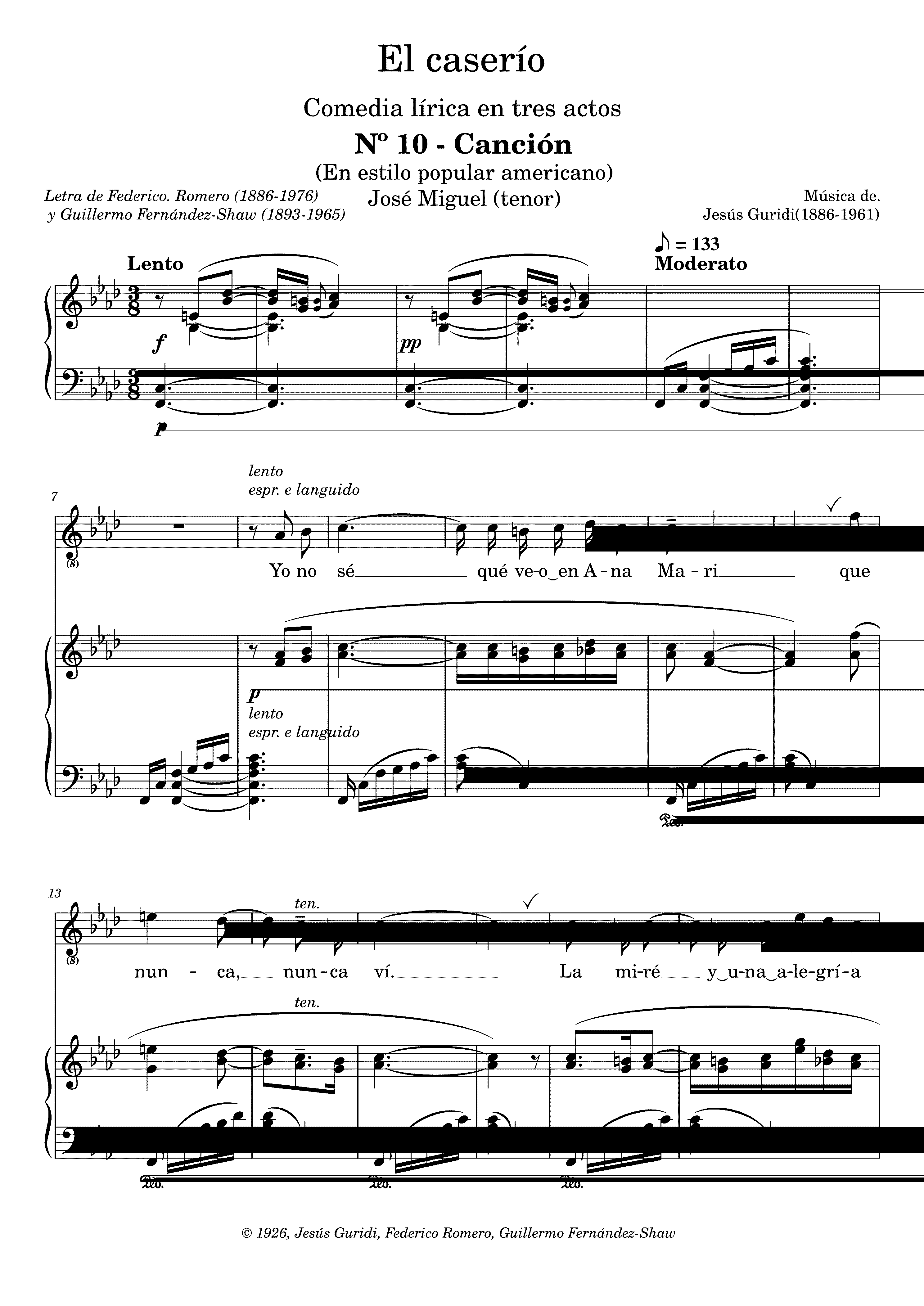 Partitura El Caserio Guridi