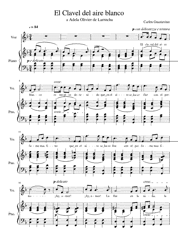 Partitura El Clavel del Aire Blanco