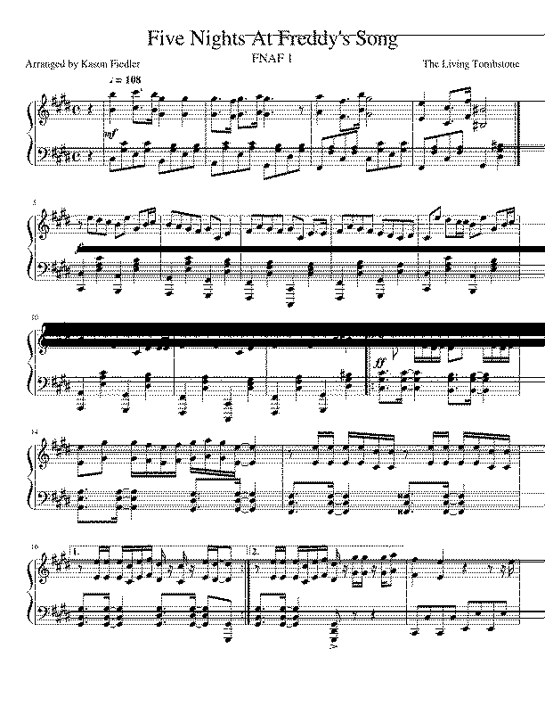 Partitura Five Nights At Freddy's