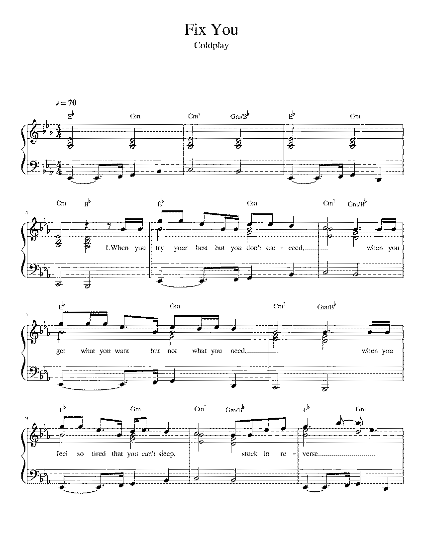Partitura Fix You