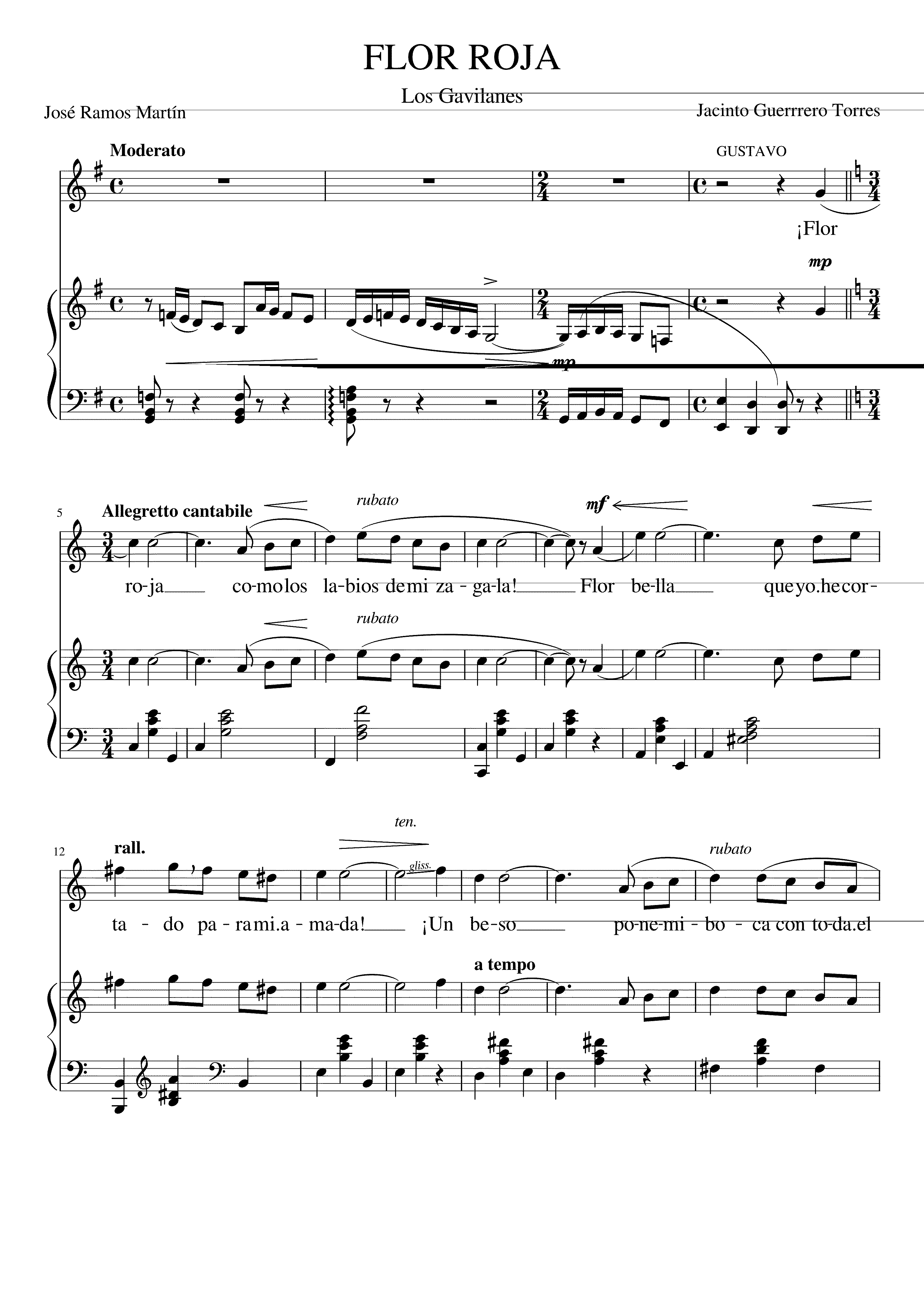 Partitura Flor Roja Los Gavilanes