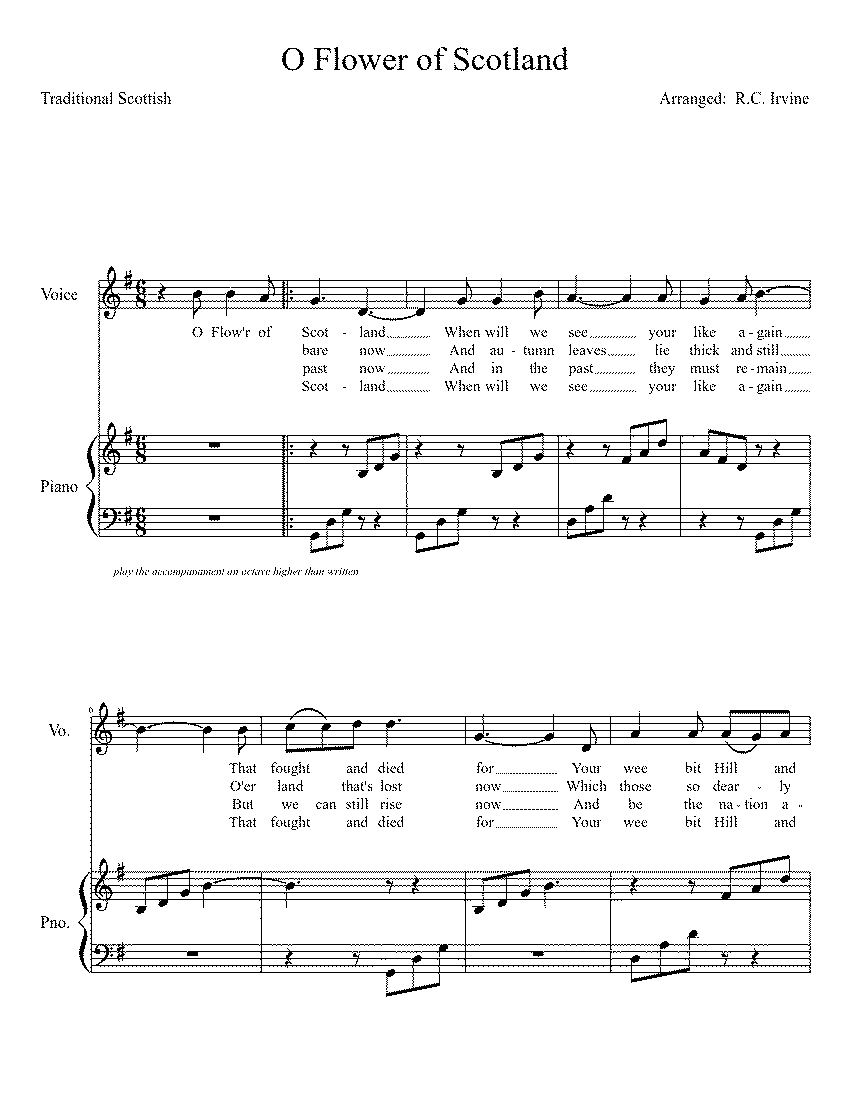 Partitura Flower of Scotland