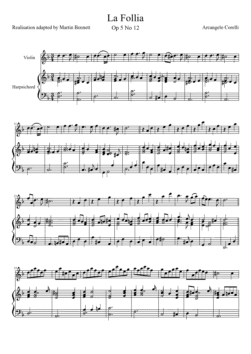 Partitura Folia Corelli
