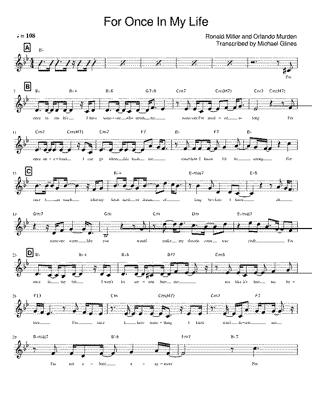 Partitura For Once In My Life