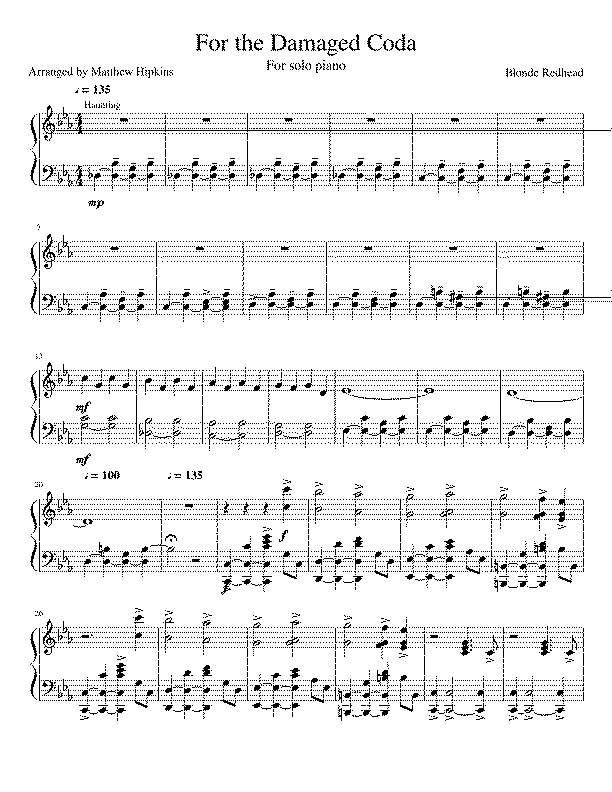 Partitura For The Damaged Coda