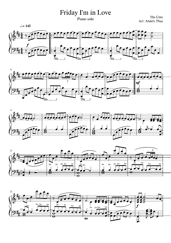 Partitura Friday I'm In Love