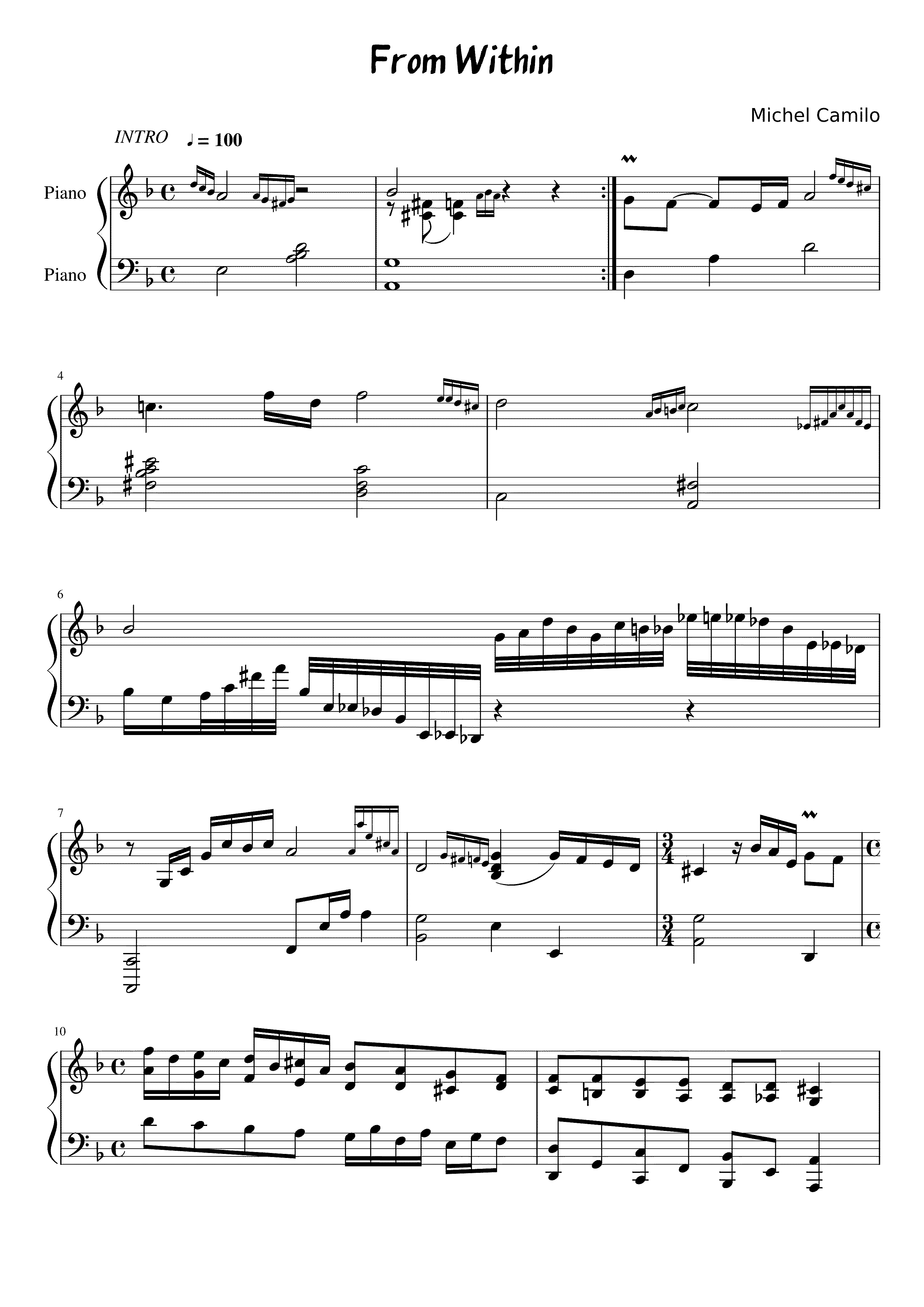 Partitura From Within Michel Camilo