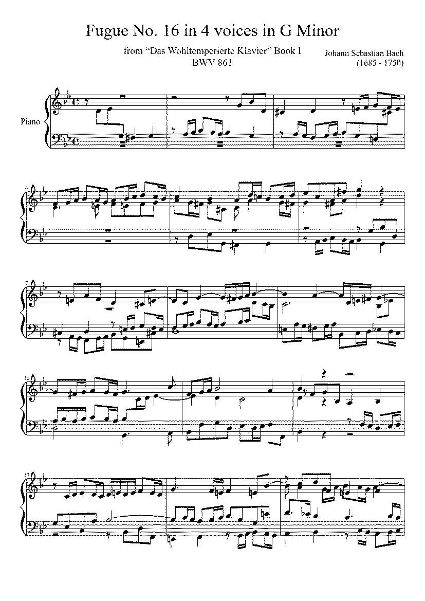 Partitura Fuga 16 Bach